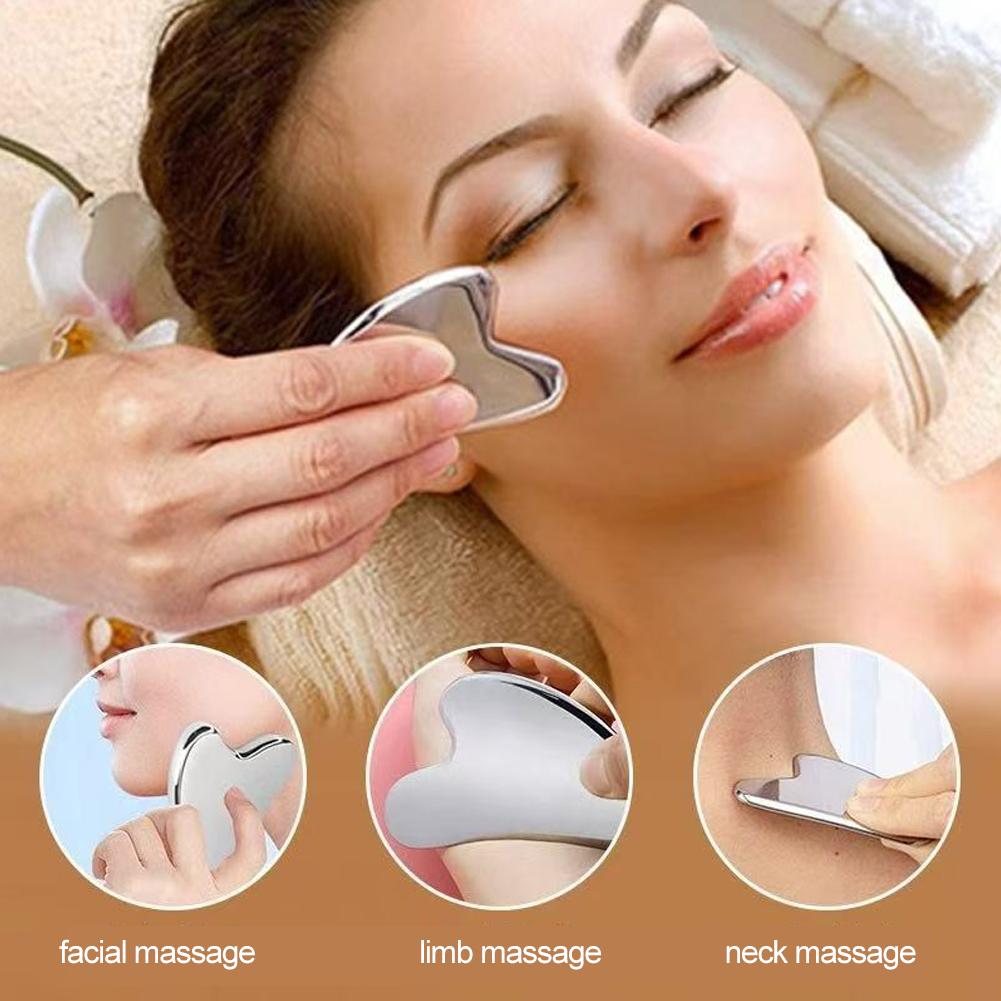Stainless Steel Facial Roller Metal Gua Sha Tools for Face Body Jawline Shaper Lymphatic Drainage Massager, Double Chin Reducer