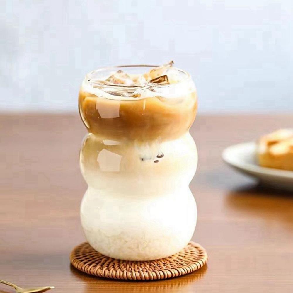 Creative Glass Cups Heat-resistant Tumbler Stripe Simple Transparent Tea Juice Milk Coffee Mug Vintage Drinking Glasses