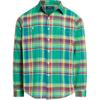 Polo Plaid Point Collar Loose Fit Single Breasted Long Sleeve Shirt Men Shirts Green MNPOWOV16823429-300