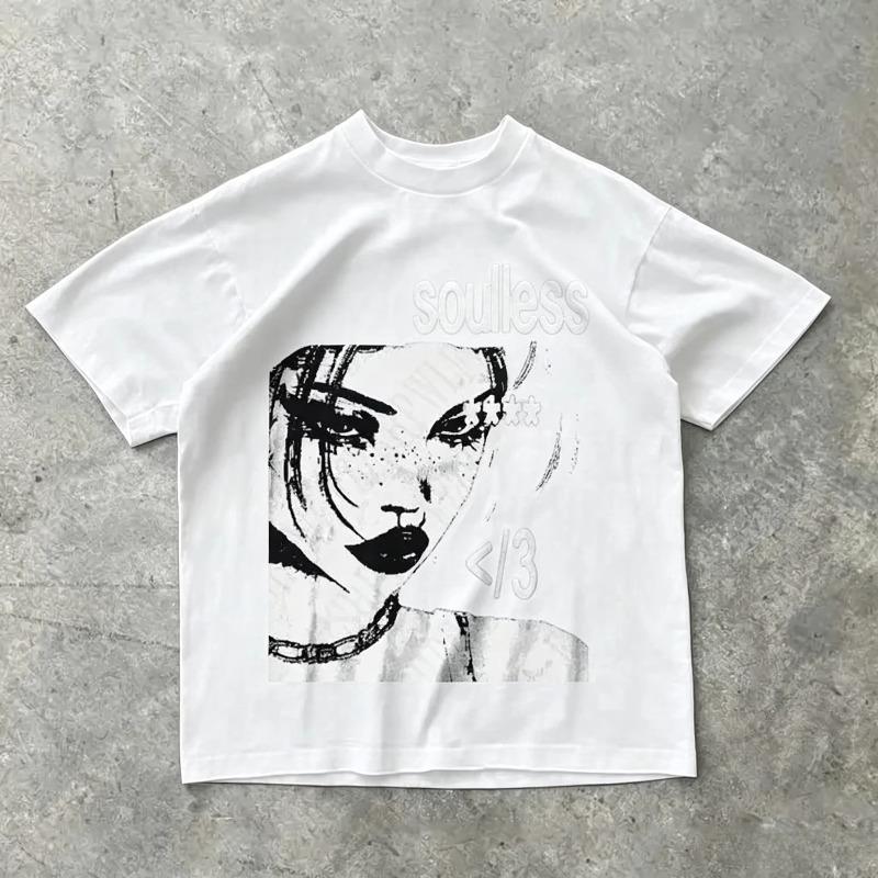 Punk Aesthetics Graphic Print Cotton Tshirt Oversized Rock Goth Tee Fashion Hip Hop S Retro Streetwear Unisex Women EMO Tops