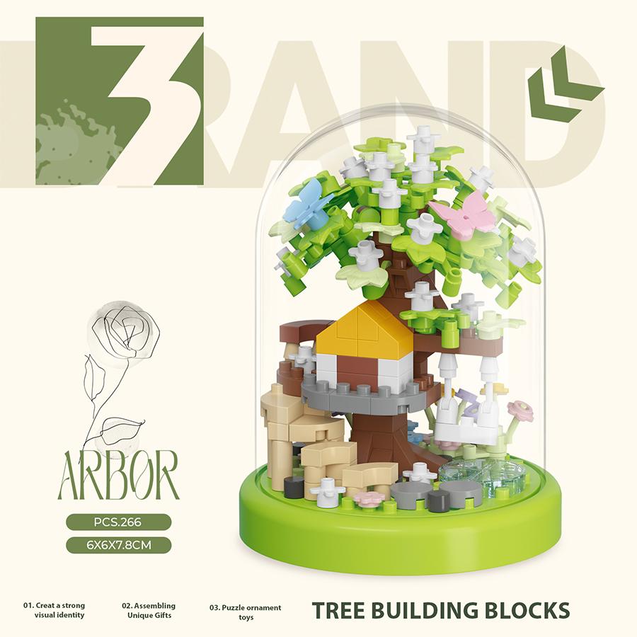 Non-toxic Mini Cherry Blossom Tree House Building Block Toys Educational Kids Toys Sakura Bonsai Decorations Mother's Day Gift