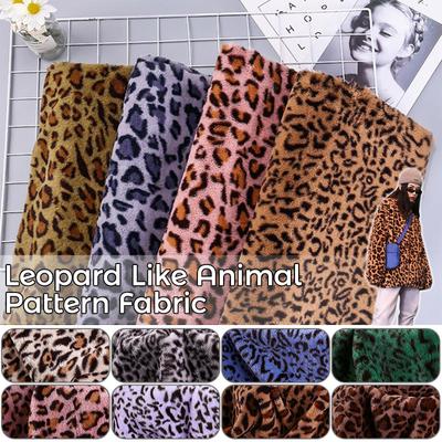 50*160cm Soft Faux Rabbit Fur Fabric Leopard Pattern Thicken Plush Fabric For Diy Scarf Coat Carpet Material Backdrops Props