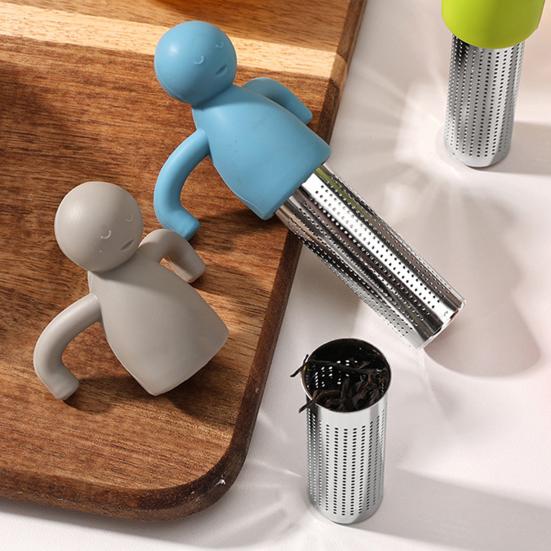 Figure-Shaped Silicone Tea Infuser Flexible Heat-Resistant Tea Strainer for Loose Leaf Easy-Clean Filter for Home Office Novelty Tea Accessory