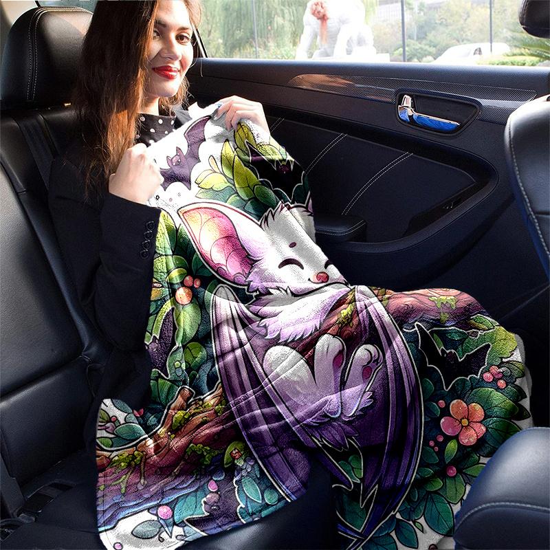 1pz Morbida e Accogliente Coperta con Pipistrello Carino su un Ramo per Tutte le Stagioni, Soggiorno, Viaggio, Campeggio, Coperta per Auto