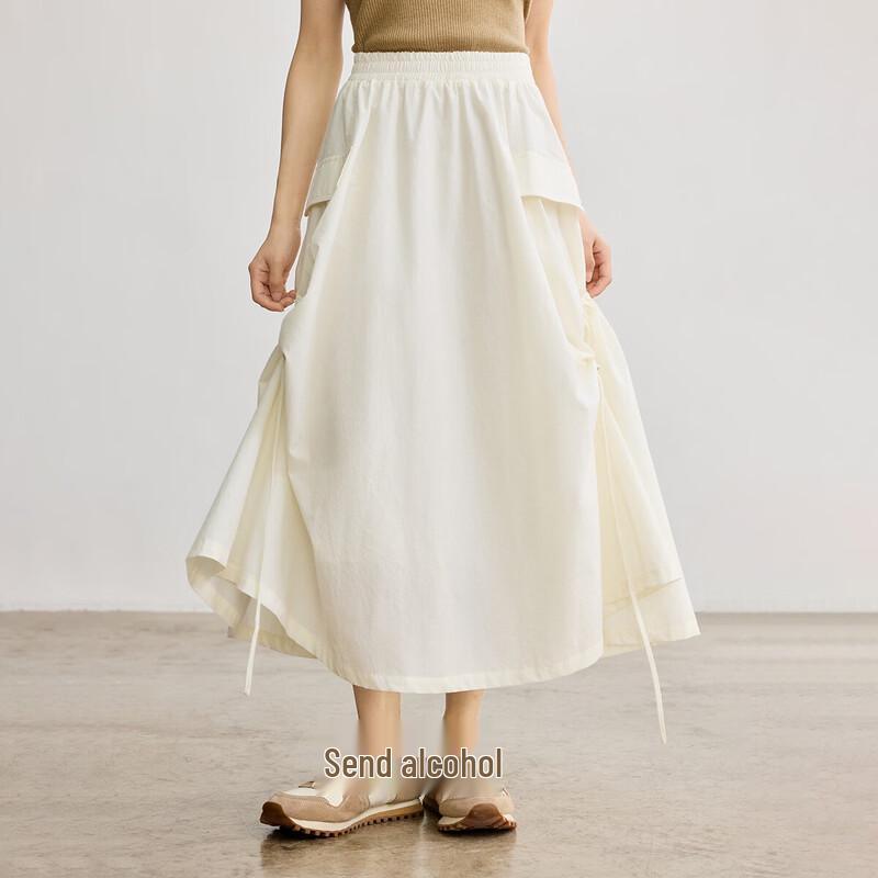 INMAN Women s Drawstring Utility A-Line Midi Skirt L