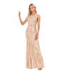 Luxury Round Neck Sleeveless Rose Gold Party Dress Shiny Mermaid Long High Waist Formal Evening Gown