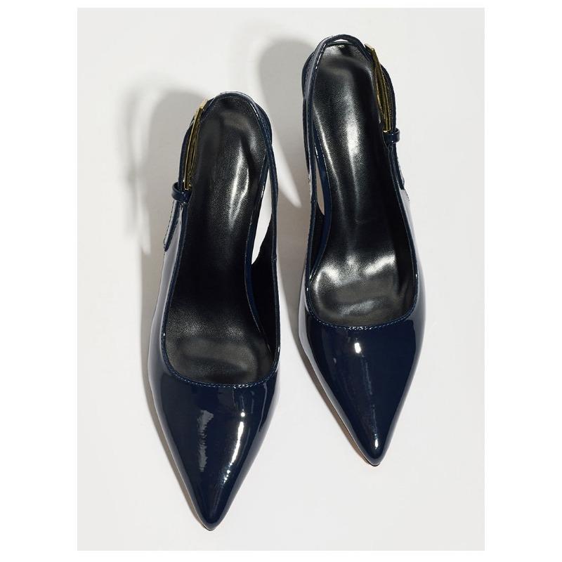 Women S Pointed Toe Block Heel Backless Buckle High Heels Fashionable Versatile Shoes