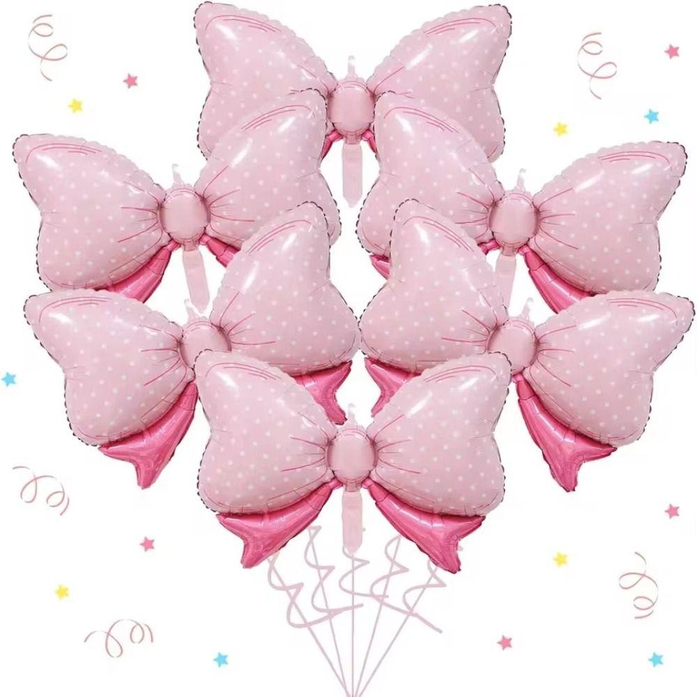6Pcs Blue Pink Aluminum Foil Balloons Reusable Party Balloons Decorative Bow Balloons Gender Reveal