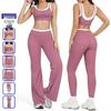 Cross-border Women's Yoga Set: Color Block Nude Feel, Ribbed High Waist, Versatile Fitness Sportswear