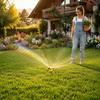 360 Degree Automatic Rotating Lawn Sprinkler Watering System with Adjustable Spray Arms and Hose Connector for Garden Lawn Irrigation