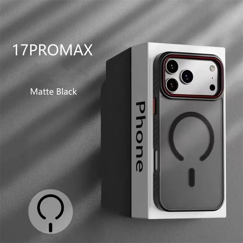 Frosted Matte Translucent Magnetic Phone Case For 17 Air 17 16 15 14 13 Pro Max For Magsafe Wireless Charge Shockproof Cover