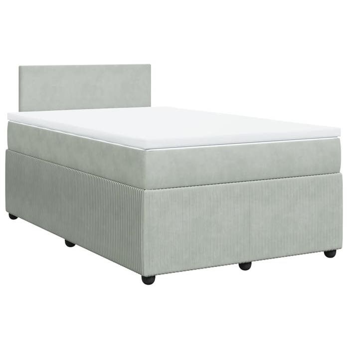 VidaXL Sommier à lattes de lit et matelas gris clair 120x190cm velours 3289980