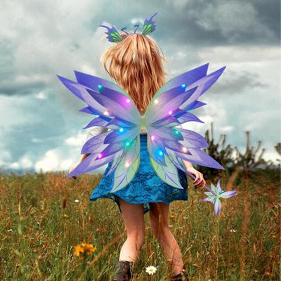 LED svítící motýlí křídla víla kostým pro dívky svítící tyl sukně hůlka čelenka Cosplay party favor vánoční outfit