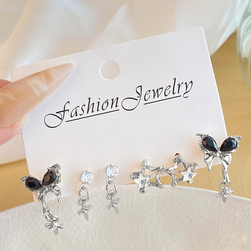 Геометрические многослойные серьги с жемчугом типа C, серьги-гвоздики, 6 пар, набор сережек-карт, комбинированные женские