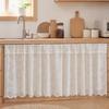 White Lace Window Valance, Sheer Vintage Floral Lace Short Curtain, Light Filtering Valance Curtain with Rod Pocket for Basement Kitchen Window
