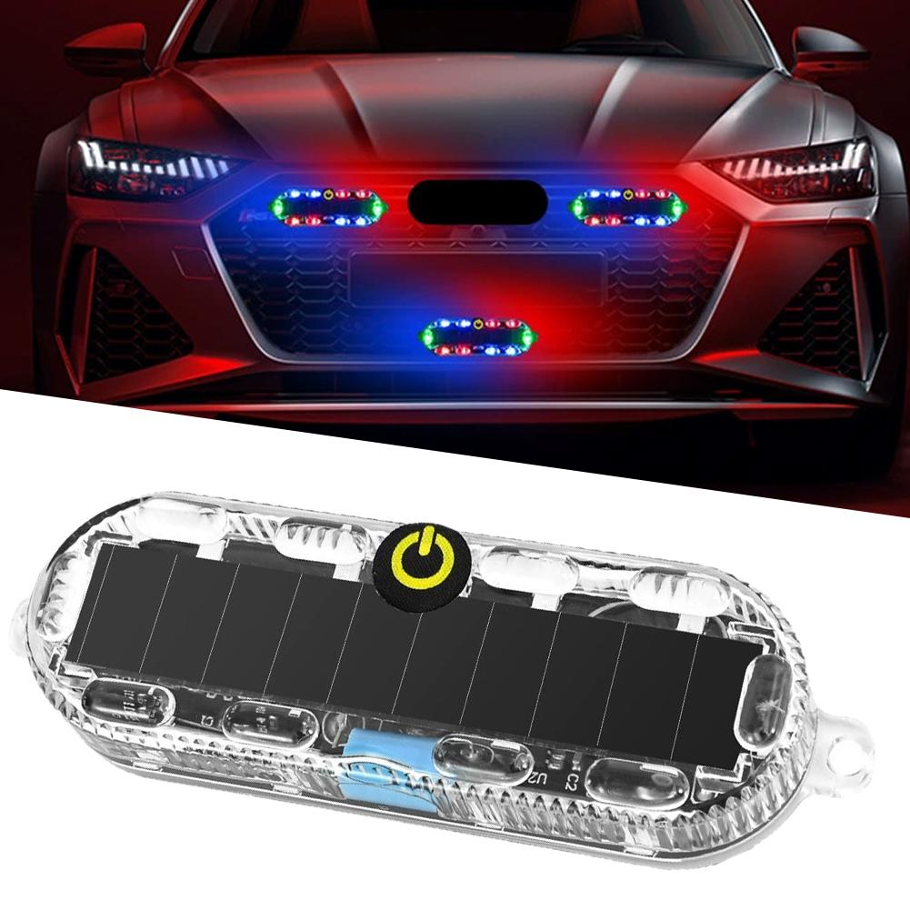 1/2pcs Mini Car Solar Warning Lights Night Security Anti-Theft Lamp Strobe Wireless Lamp Signal LED Warning Caution W0M4