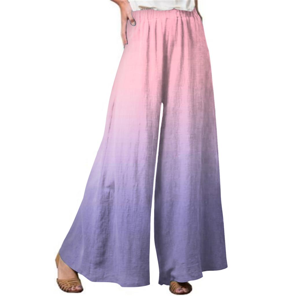 Fashion Women's Printed Stitching Breathable Casual Loose Pants