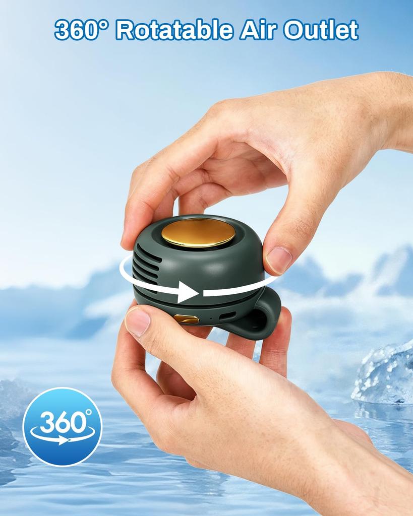 Hands Free Mini Bladeless Fan Portable Clip on Waist Shirt Silent 3 Speed Summer Cooling for Outdoor Camping Hiking Office