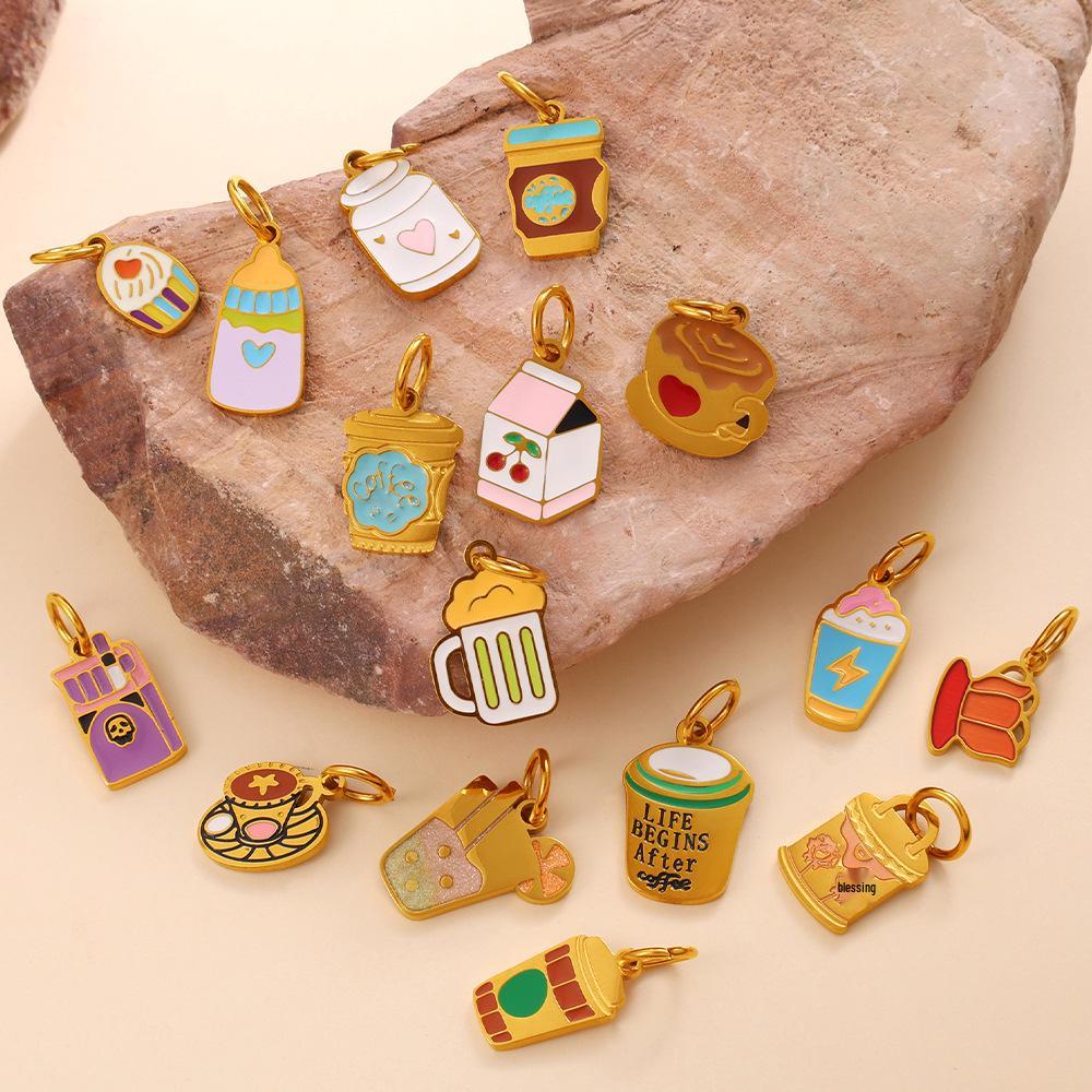 Colorful Enamel Beverage Pendant - Sweet Girl Fashion Jewelry