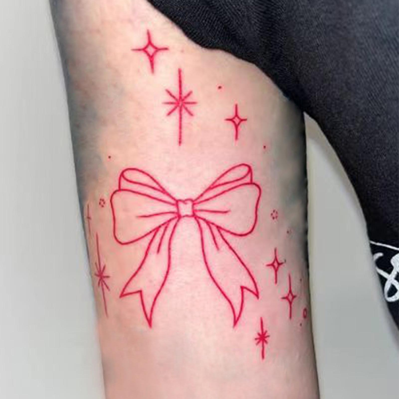 Glow Makeup Unisex Pink Premium Sense Simple Y2k Style Personalized Hottie Star Bow Arm Tattoo Sticker