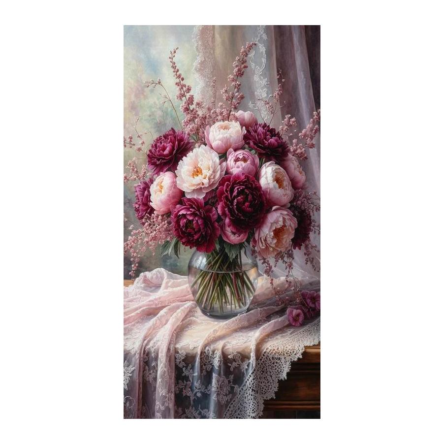 Colorful Peony Vase Large Size Diamond Painting Floral Diy Full Square Round Drill Rhinestone Embroidery Flowers Mosaic Cross Stitch Kits Wall Decor