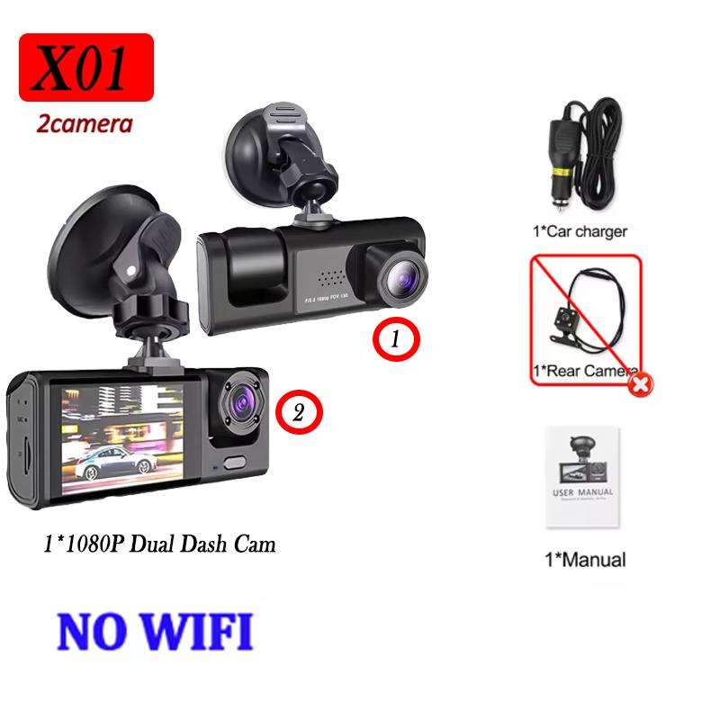 

1080P Video Recorder WIFI Car DVR 2lens Front Rear View Camera Night Vision Car Accessories 3Camera Dash Cam For Car Camera NONE