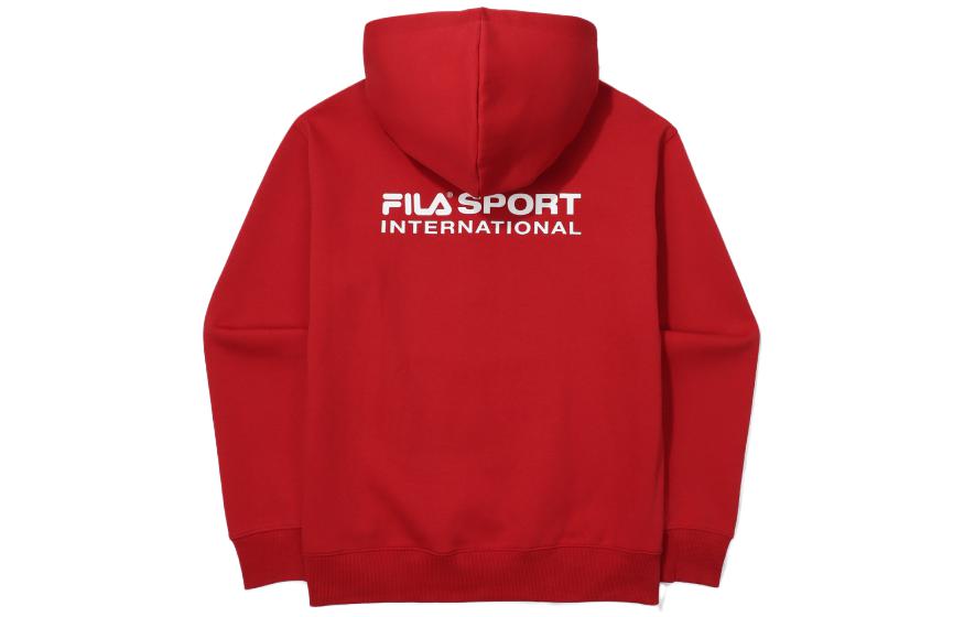 Men's FILA Sweatshirts Unisex Red Hooded Moderate Regular