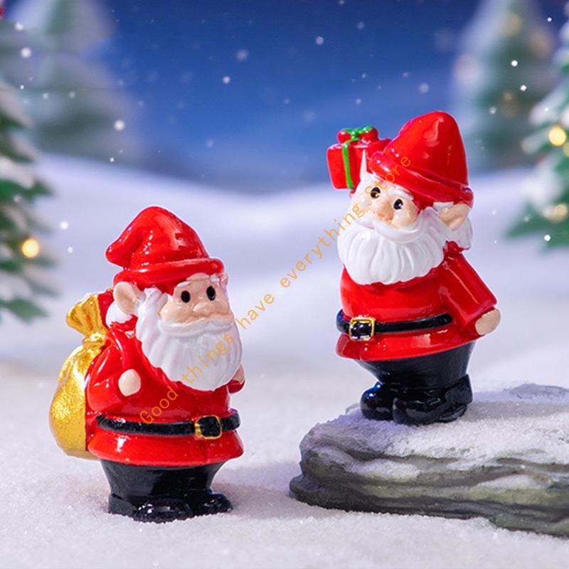 4Pcs Miniature Santa Statue Holiday Decoration Resin Craft Figurine Ornaments For Desk Shelf Festives Landscape Display 55KF