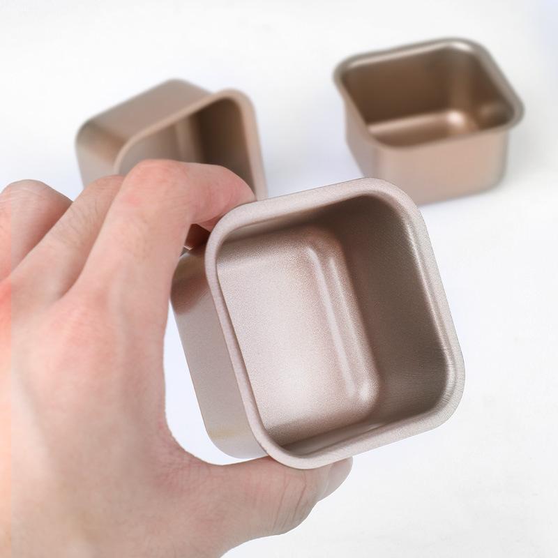 4pcs Square Carbon Steel Cake Mold Non-stick Small Bread Toast Trays Baking Pan Multifunctional Mousse Cup Kitchen Baking Tools