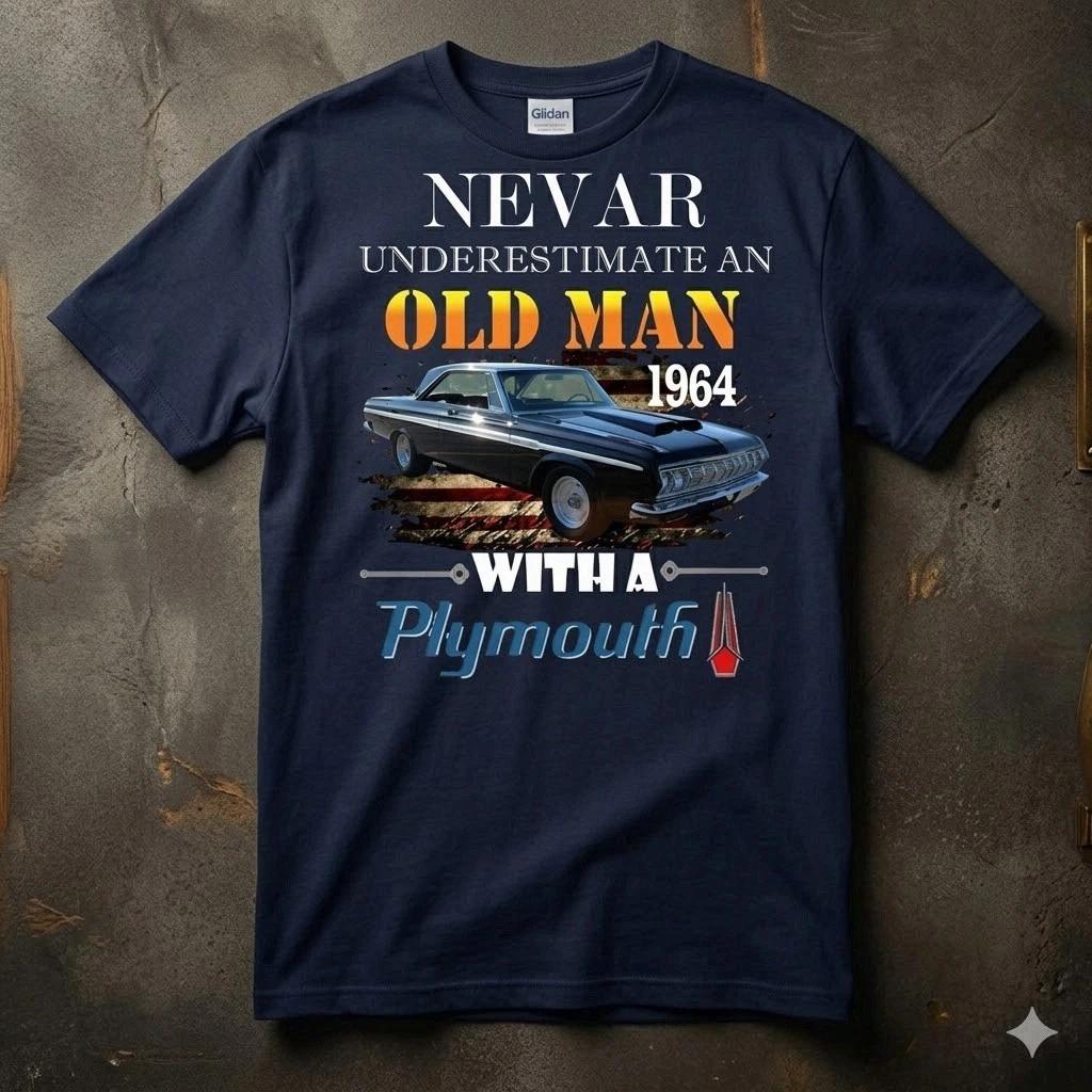 Plymouth 1965 Muscle Car Tee Retro Auto Graphic Shirt L