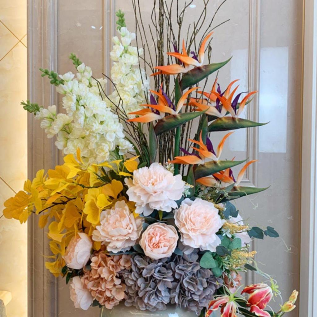 Artificial Silk Flowers for Living Room, Hotel, or Mall Decor - Vase Not Included, Easy to Ship