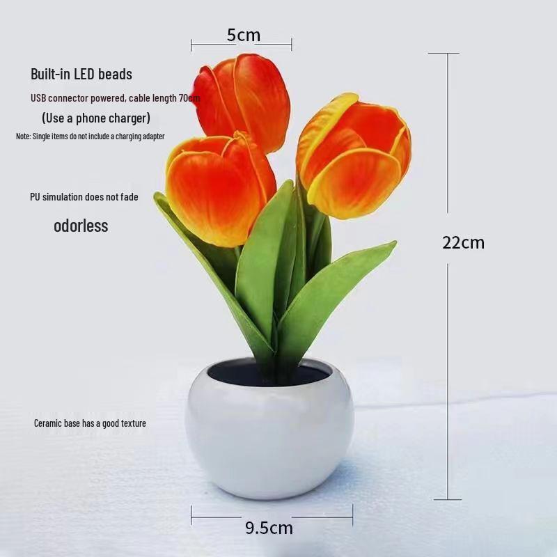 Rechargeable LED Tulip Night Light: Indoor Simulated Bouquet for a Warm Bedside Atmosphere