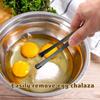 2pcs Egg Chalaza Removal Tool, Stainless Steel Toothed Egg Chalaza Remover Eggshell Fragment Remover Kitchen Tongs for Cooking Bakers Chefs (Black)