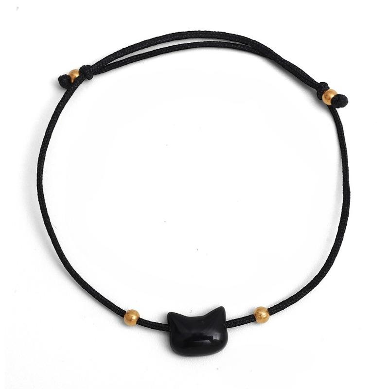 2pcs Cute Cat Beaded Couple Bracelet Hand Woven Adjustable Bangles Friendship Jewelry for Men Women Anniversary Gift Accessories