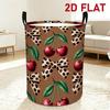 1pc, 2D Flat Laundry Basket with Cherry Bow Pattern, Foldable And Convenient for Storing Dirty Clothes Basket, Ideal for Organizing And Storing In Bat