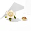 Vintage Gardenia Enamel Pearl Brooch - Elegant Women's Pin Accessory