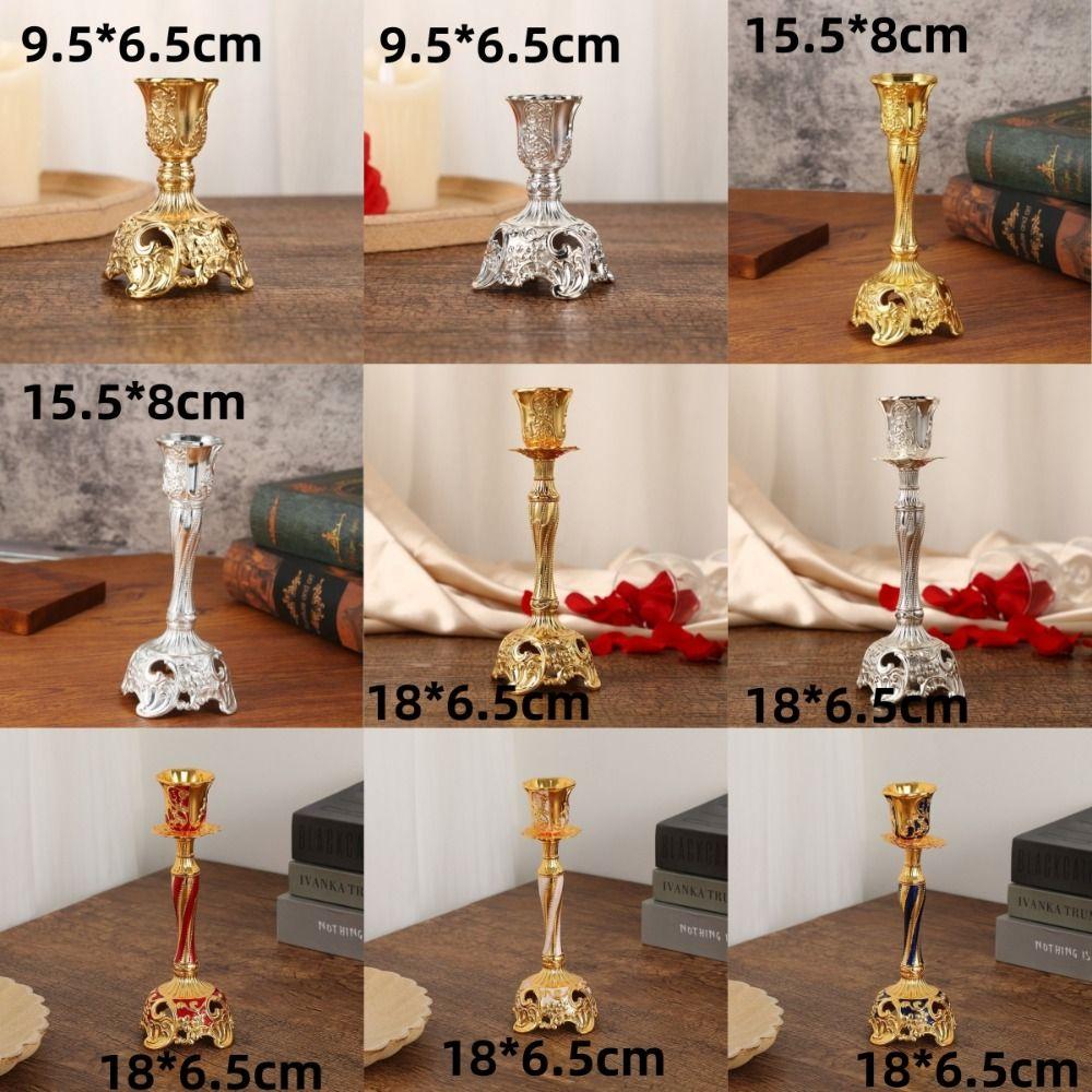 Europejski Styl Klasyczny Stołowe Świeczniki Retro Wykwintne 10/16/18cm Świecznik Dekoracja Domu Metalowy