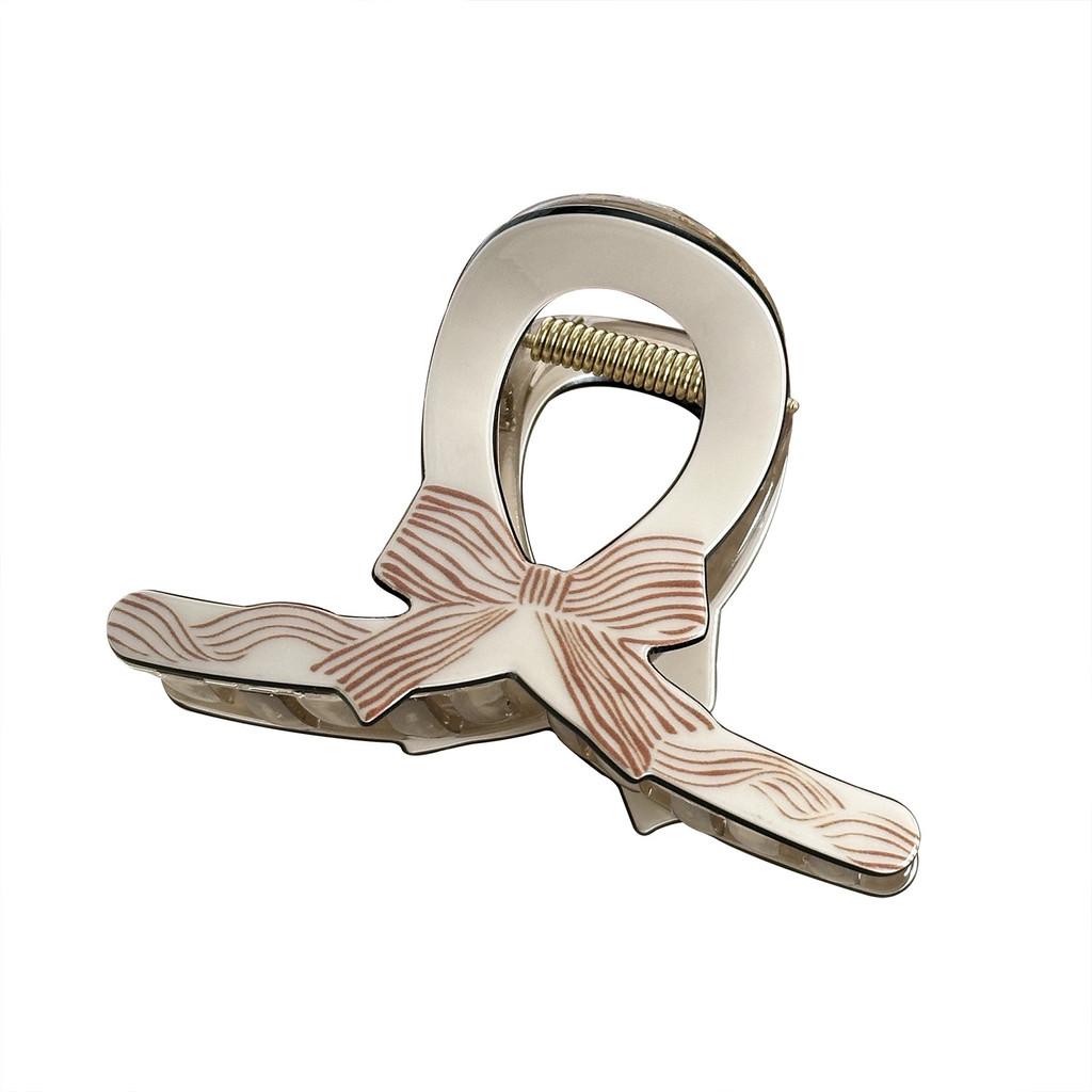 Elegant Hair Claw Clip In Polka Dot Design With Charming Bow For Daily Use