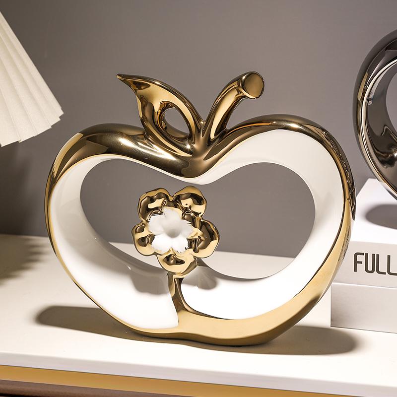Golden Apple Ornaments Creative Home Decor Light Luxury Apple Crafts for Dining Table Wine Cabinet Christmas Decoration