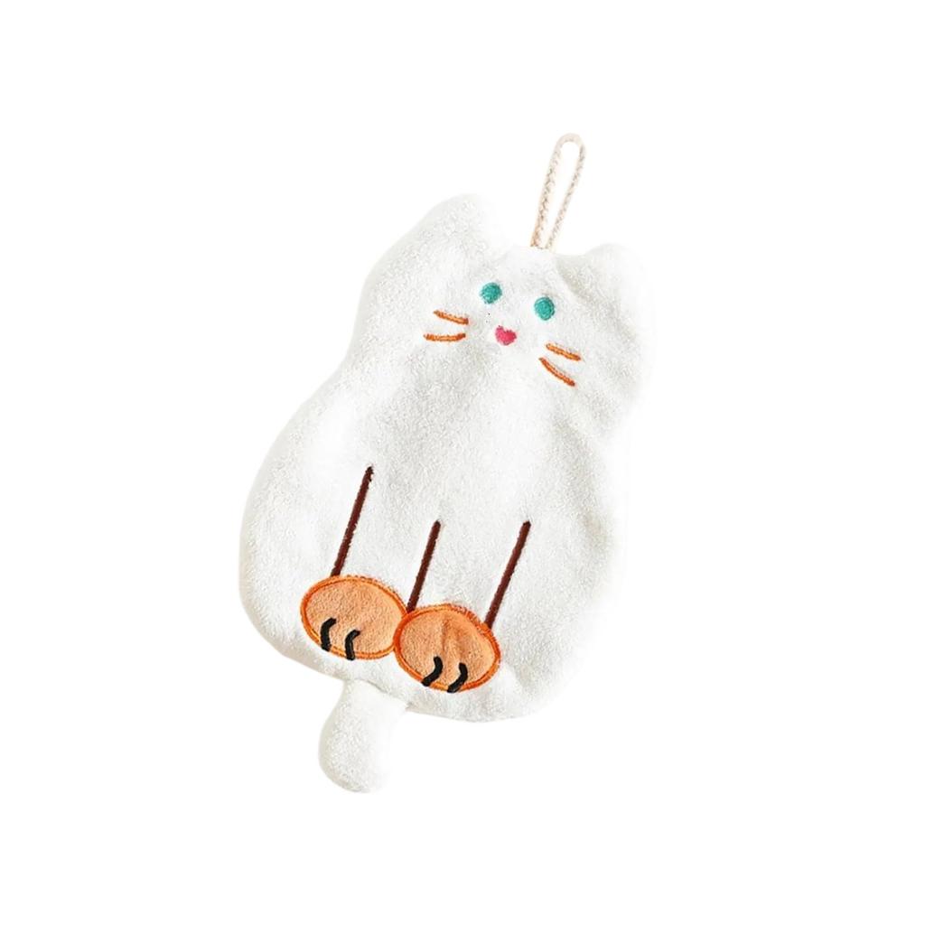 Cute Cat Patterneds Children Hand Towels Microfiber Absorbent Quick Drying Hanging Washcloths
