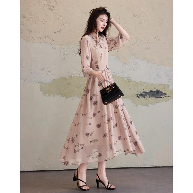 Demana Flowy Chiffon French Floral Maxi Dress
