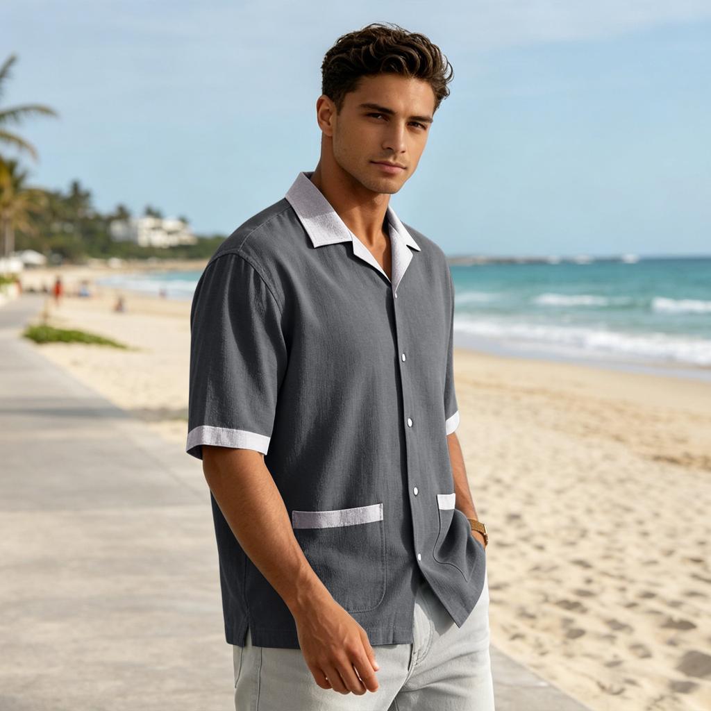 Men's Summer Casual Short Sleeve Shirt Multi Pocket Button Down Shirt Lightweight Breathable Fabric Relaxed Fit