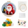 Christmas Needle Felting Kit Holiday Felt Painting Set for Beginners Starter Needle Felting DIY Craft Kit with Pad Needles Wool Decorative Frame