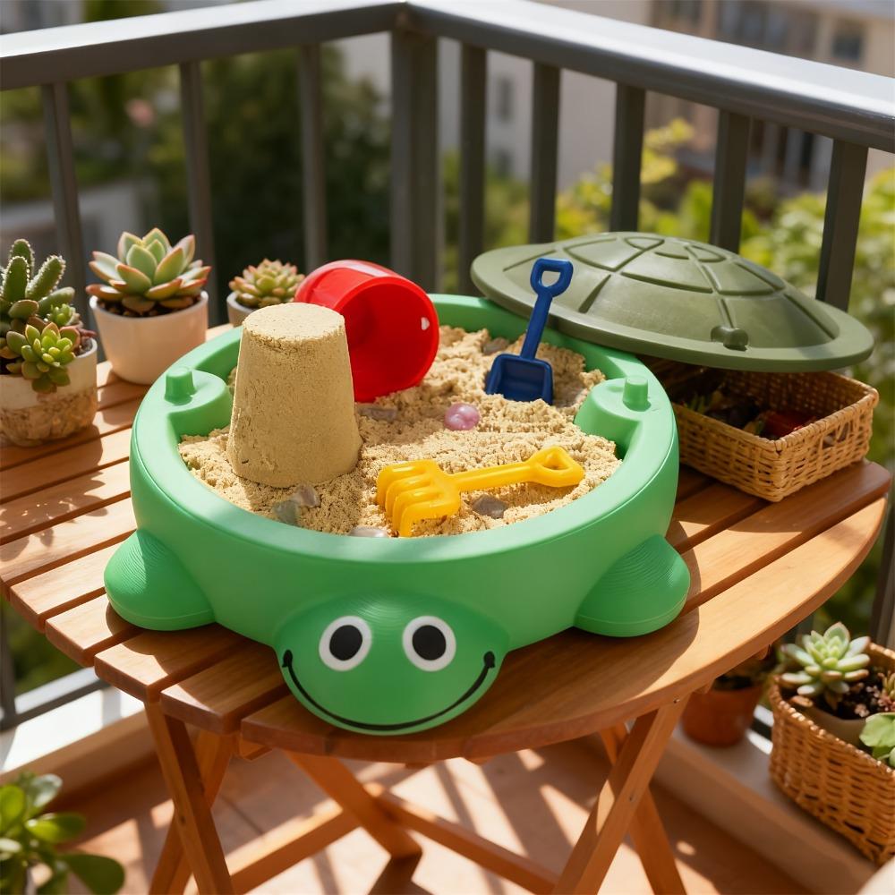 Mini Turtle Sandbox Toy with Shoveling Tools Desktop Stress Relief Toy with Lid Portable Sensory Play Kit Sand Toy Playset