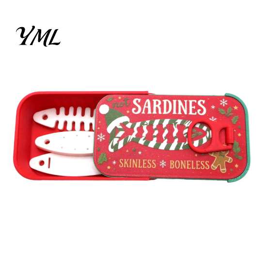 Portable Jewelry Organizer Christmas Sardine Tin Shaped Box, Travel Jewellery Storage Case with Decorative Gift Fish Bone Divider, Mini Necklace