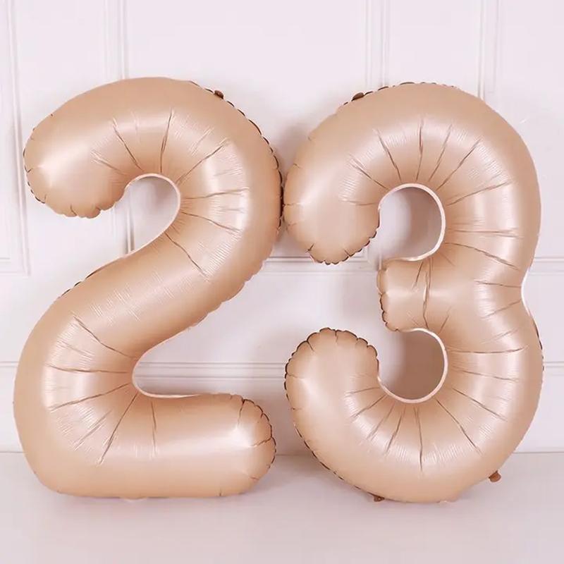 1/3/10Pcs Holiday Party Decorations, Baby Birthday Decorations, 32-Inch Individually Wrapped Caramel Cream Number Foil Balloons