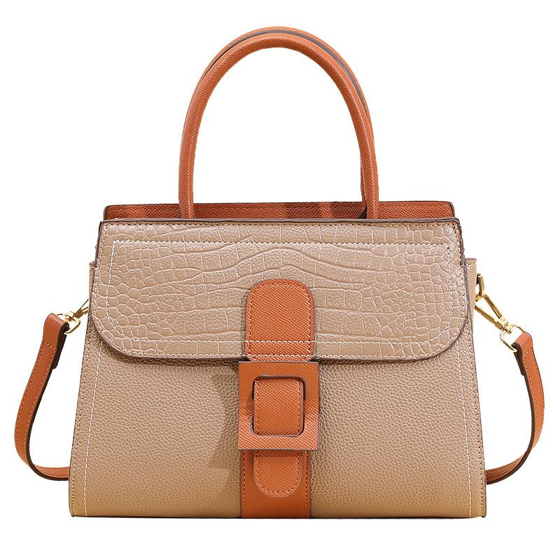 Summer High Quality Texture European and American Style Crocodile Pattern Color Blocking Versatile Women's Bag Shoulder Bag Crossbody Handbag