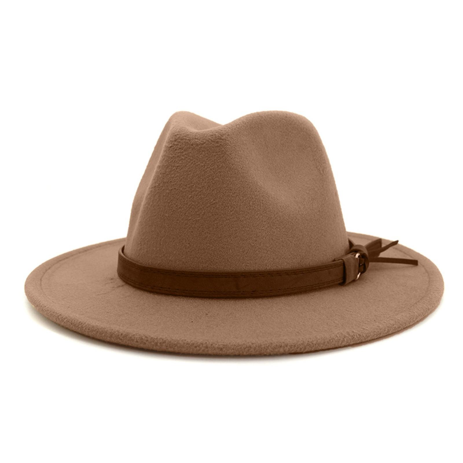 

Unisex Fashion Wide Wool Belt Flat Top Fedora Hat Party Church Hats Cap