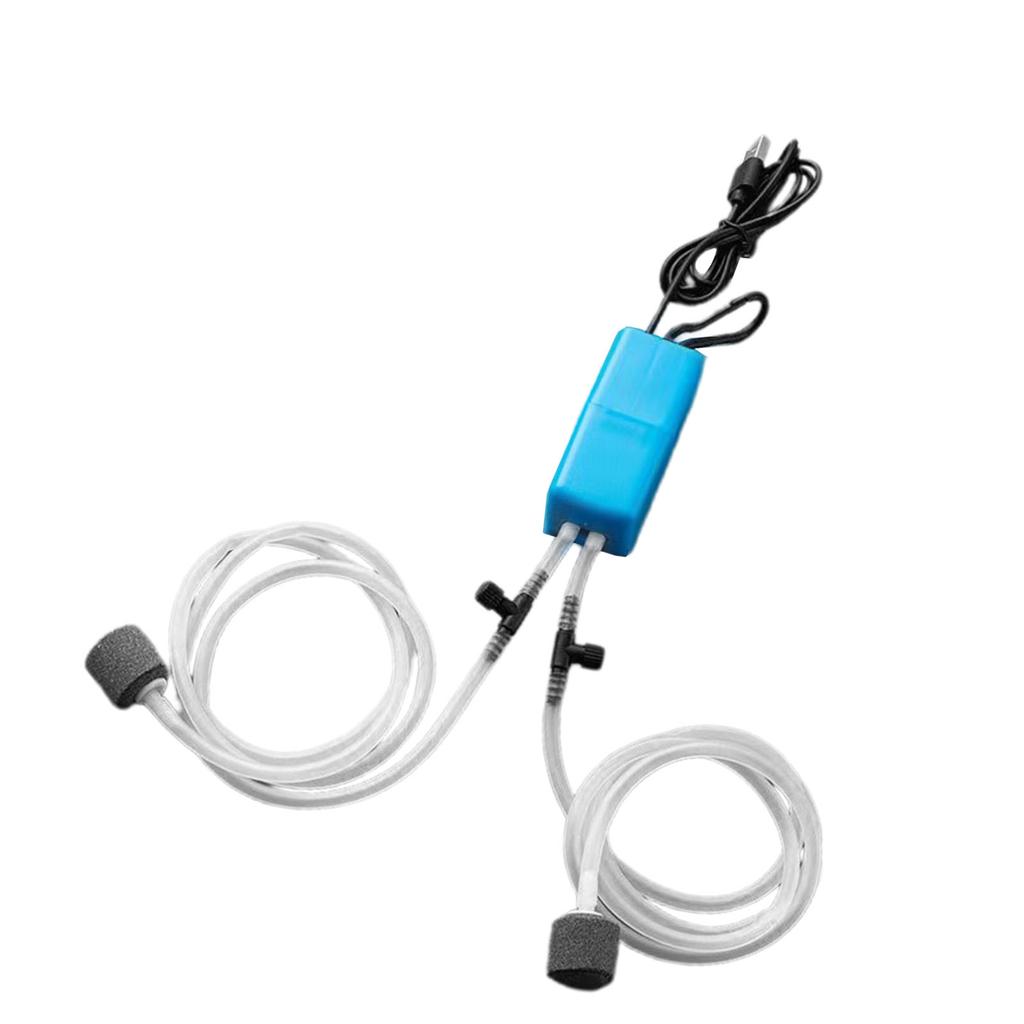Pompa Ossigeno USB per Pesci Portatile Silenziosa Doppia Uscita Pompa Ossigeno per Pesca Acquario Domestico