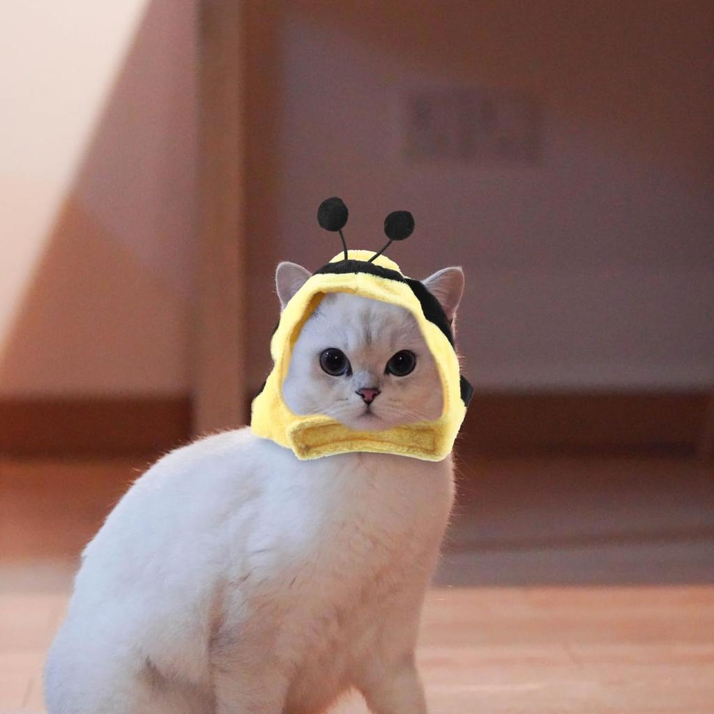 Balacoo Bee Shape Cat Headgear, Lovely Pet Hat, Soft Dog Cosplay Hat Costume for Festival Costume Accessories